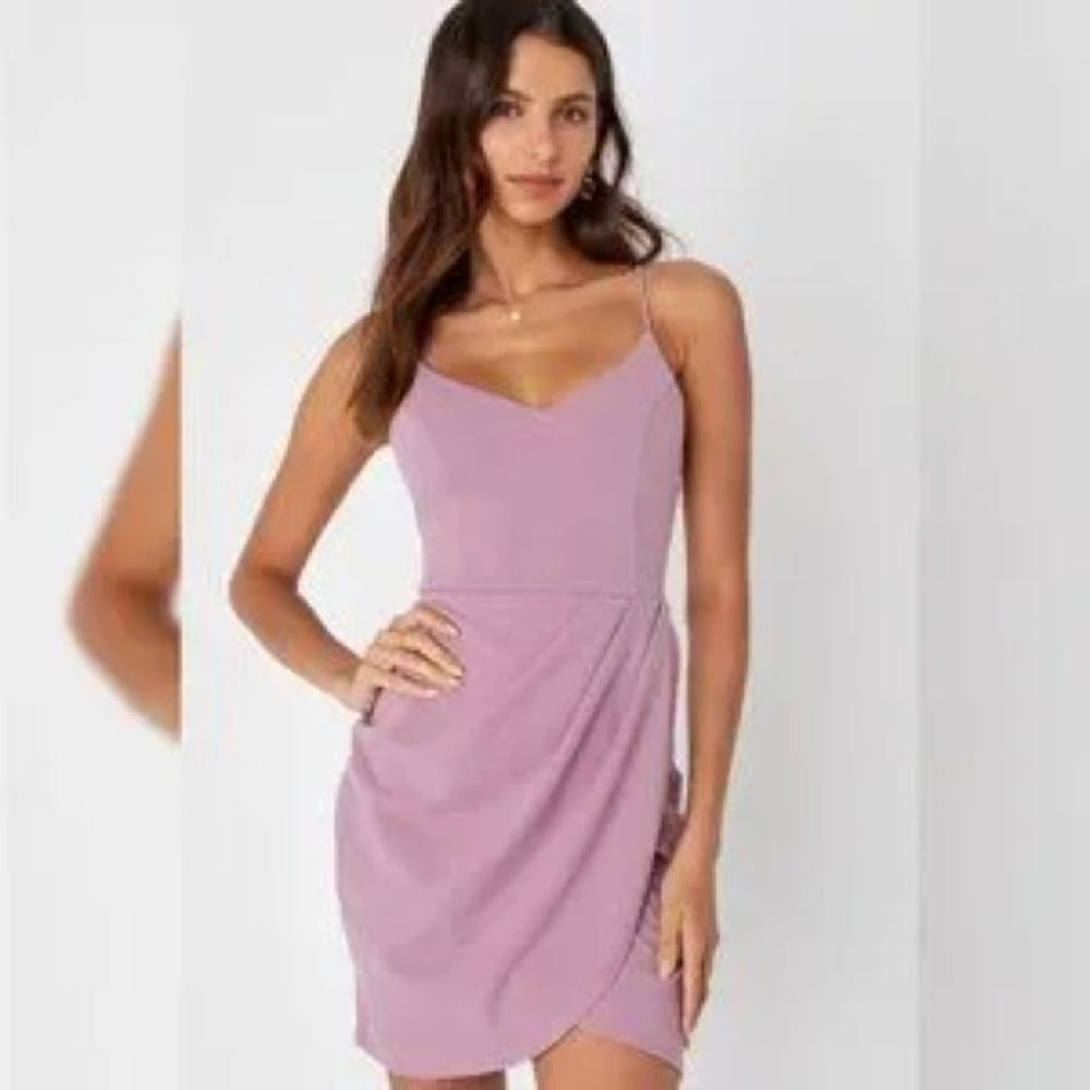 LULUS forever your girl mauve faux wrap dress bodycon Women's XS